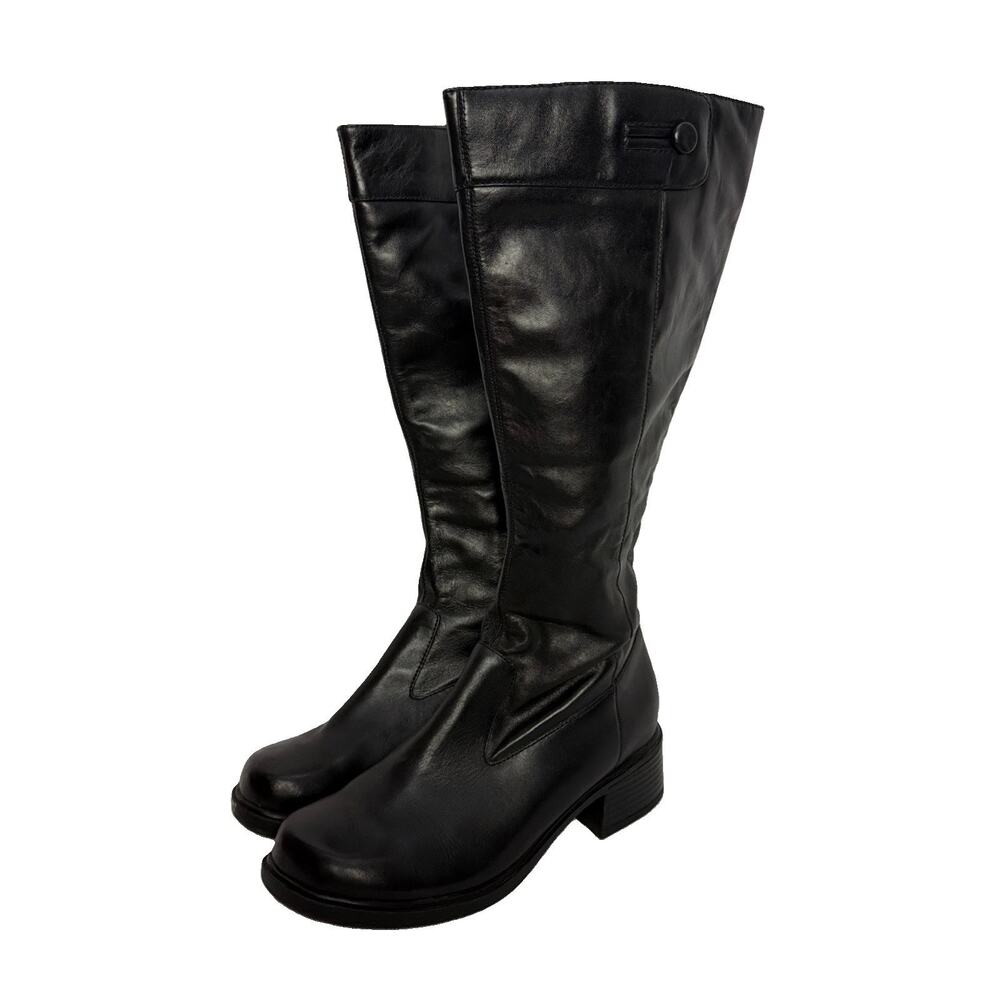 Women's Katmai Earth Shoe Leather Riding Boots Black 8.5 US